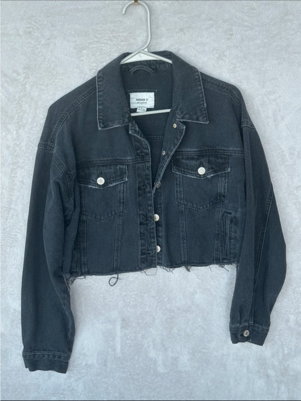 Forever 21 Black Cropped Denim Jacket